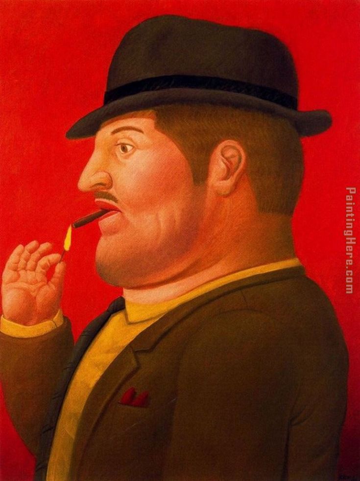 Hombre fumando painting - Fernando Botero Hombre fumando art painting